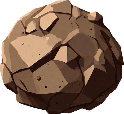 Brown rocky asteroid. No background. Transparent background. Blank background. No shadows. 2d. In-Game asset. flat