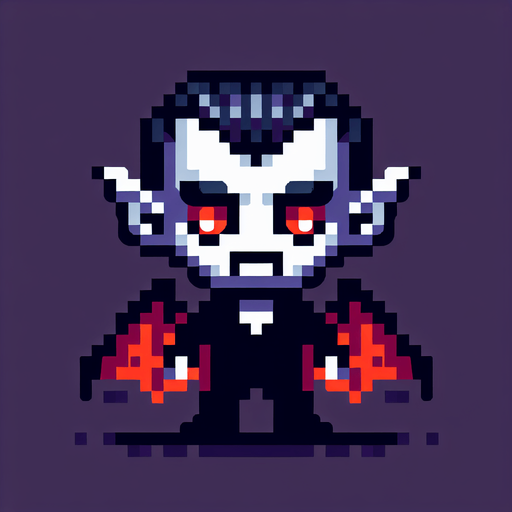 pixel art vampire, single sprite
Single Game Texture. In-Game asset. 2d. Blank background. High contrast. No shadows.