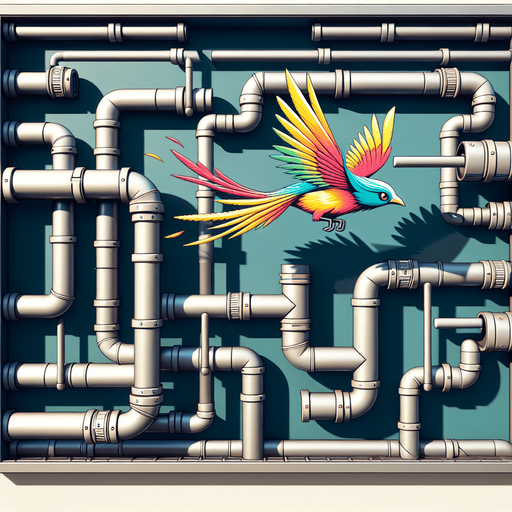 A bird is flying through pipes.
Single Game Texture. In-Game asset. 2d. Blank background. High contrast. No shadows.