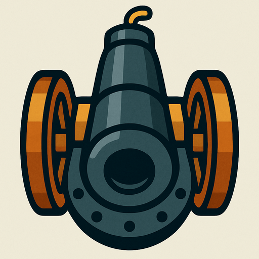 2 boyutlu üstten görülme bir savaş topu.
In-Game asset.  2d.  High contrast.  No shadows