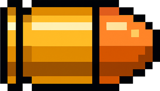 bala de pistola de pixeles.
In-Game asset.  2d.  High contrast.  No shadows