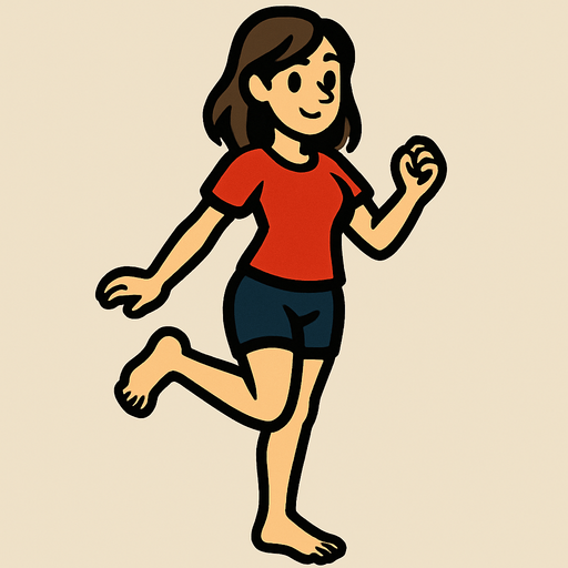 Barefoot woman with one foot raised up.
In-Game asset.  2d.  High contrast.  No shadows