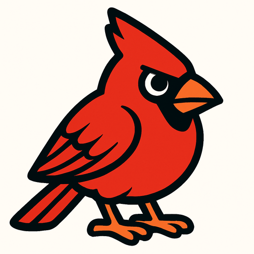 a red bird.
In-Game asset.  2d.  High contrast.  No shadows