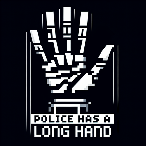 Police has a long hand.
Single Game Texture. In-Game asset. 2d. Blank background. High contrast. No shadows.