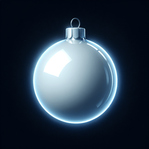 A super shiny white metallic christmas glass ball decoration with a glowing outline. Single Game Texture. In-Game asset. 2d. Blank background. High contrast. No shadows.