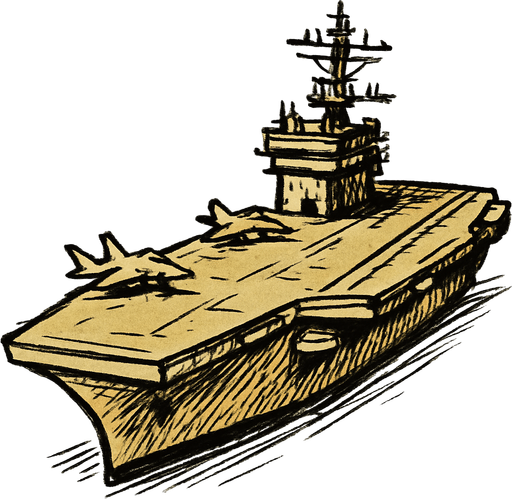 sketch tarzında carrier gemisi.
In-Game asset.  2d.  High contrast.  No shadows