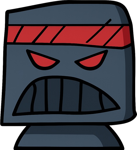 A evil robot. No background. Transparent background. Blank background. No shadows. 2d. In-Game asset. flat