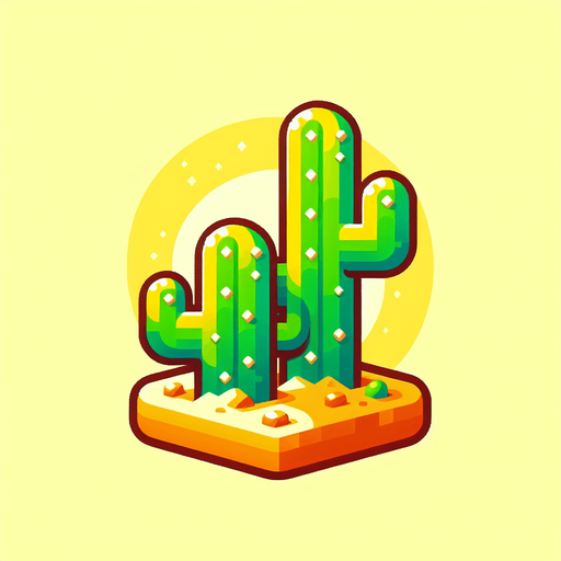 Create a cactus. The goal is to capture a lively and playful location..
Single Game Texture. In-Game asset. 2d. Blank background. High contrast. No shadows.