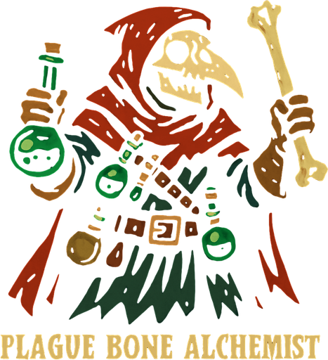 plague bone Alchemist.
In-Game asset.  2d.  High contrast.  No shadows