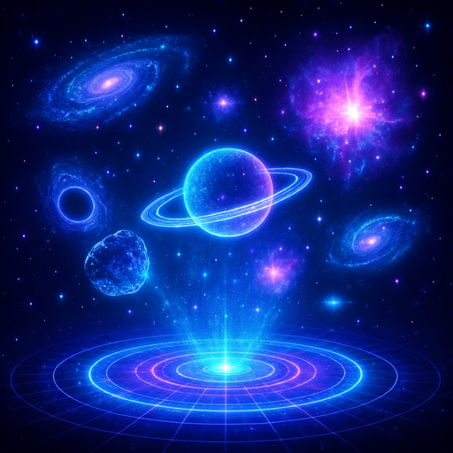 3d hologram neon cyberpunk starlight magick galaxy overlay projection asteroid starfield  magical dimension videogame Map outerspace magical mystical cosmic colorful glowing scene blackholes supernovas nebulas galaxies universe background scene