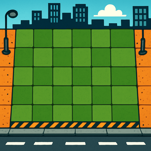 Tower defence grid background like plants vs zombies with a city theme.
In-Game asset.  2d.  High contrast.  No shadows