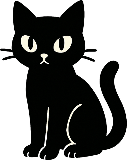 siyah bir kedi.
In-Game asset.  2d.  High contrast.  No shadows