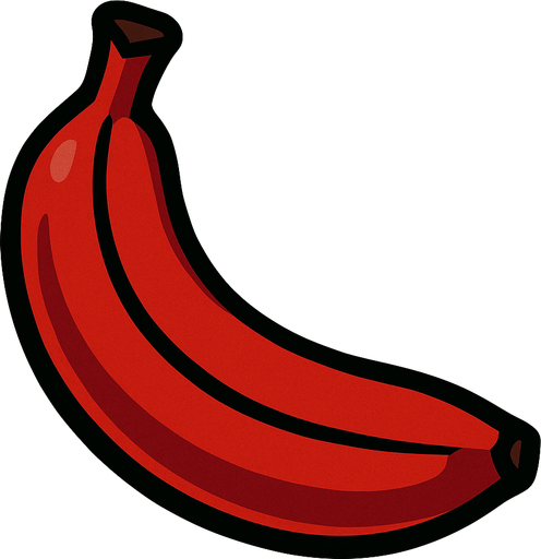 Una plátano rojo.
In-Game asset.  2d.  High contrast.  No shadows