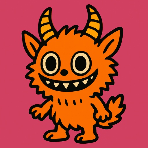 Orange Labubu.
In-Game asset.  2d.  High contrast.  No shadows