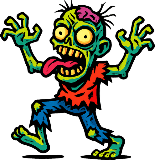 Very crazy zombie.
In-Game asset.  2d.  High contrast.  No shadows