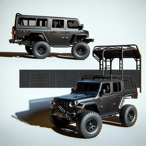 Mahindra thar 4×4 in black color and realistic.
Single Game Texture. In-Game asset. 2d. Blank background. High contrast. No shadows.