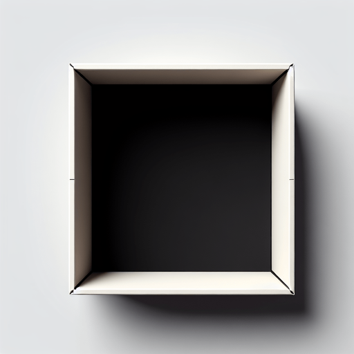 Paper box with black interior bottom view.
Single Game Texture. In-Game asset. 2d. Blank background. High contrast. No shadows.