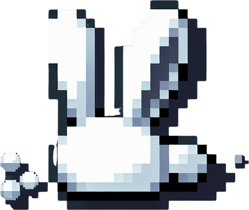 A minimalist simple pixel art rabbit ear. White floppy ear, no rabbit, disconnect rabbit ear asset.
Single Game Texture. In-Game asset. 2d. Blank background. High contrast. No shadows.