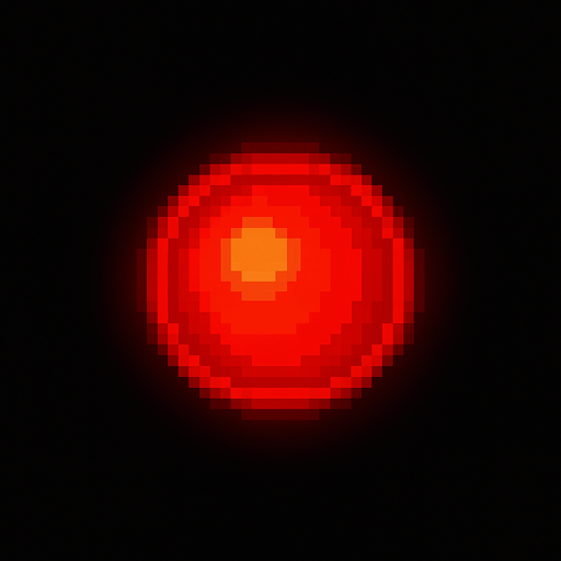 2d pixel high quality A red charcing glowing ball. Bright red core with subtle outer glow. 
Single Game Texture. In-Game asset. 2d. Blank background. High contrast. No shadows.