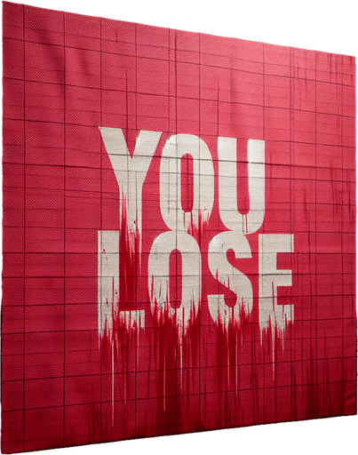 "You Lose" written in blood..
Single Game Texture. In-Game asset. 2d. Blank background. High contrast. No shadows.