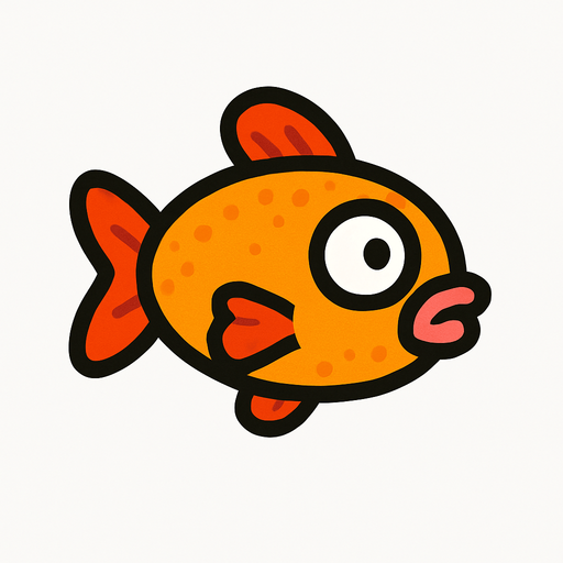 Floppy Fish.
Single Game Texture.  In-Game asset.  Blank background.  High contrast.  No shadows. 2d