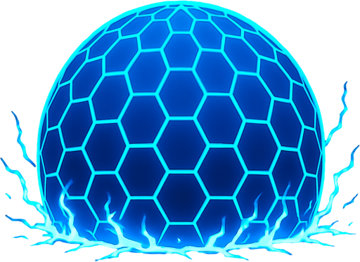 Электромагнитный щит в виде купола.
In-Game asset.  2d.  High contrast.  No shadows