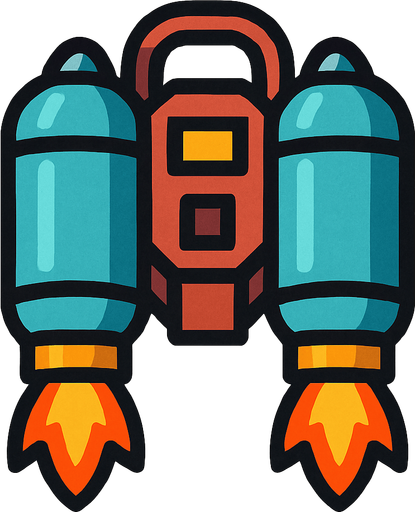A jetpack.
In-Game asset.  2d.  High contrast.  No shadows