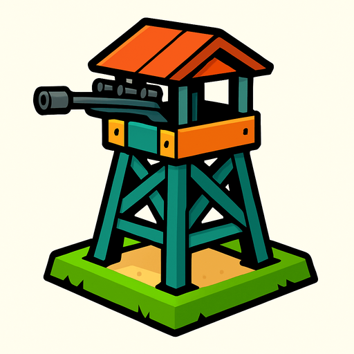 the sniper tower of tower defense.
In-Game asset.  2d.  High contrast.  No shadows
