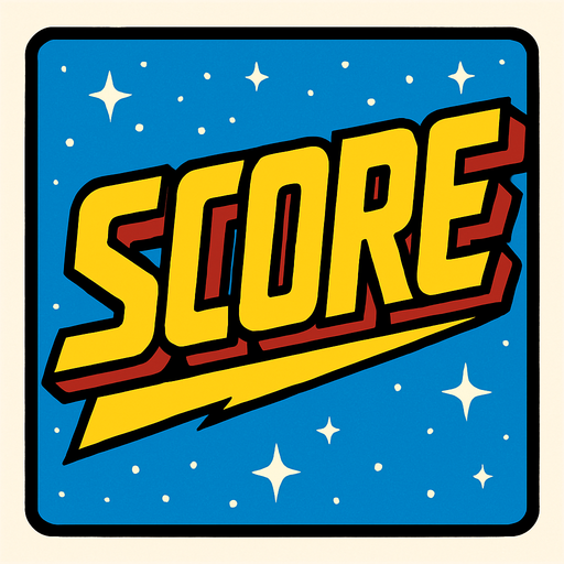 Display icon that says score sci fi comic style font.
In-Game asset.  2d.  High contrast.  No shadows