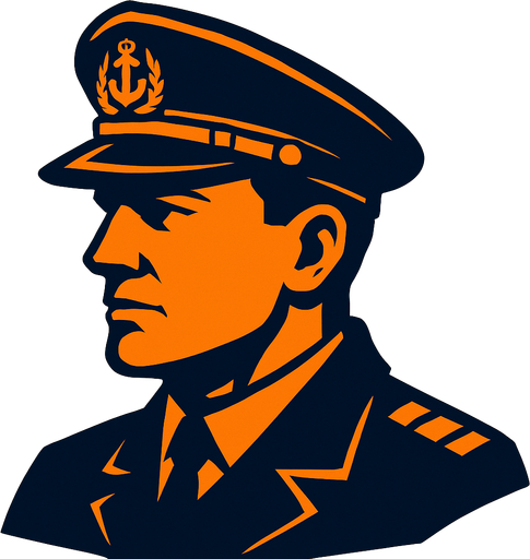 warship commander head looking right in game asset.
In-Game asset.  2d.  High contrast.  No shadows