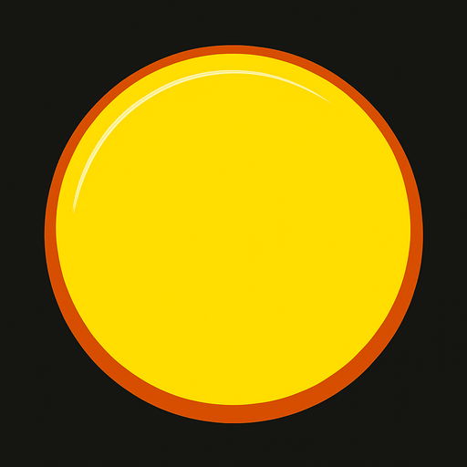 plain yellow round button with orange border.
In-Game asset.  2d.  High contrast.  No shadows