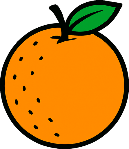 An orange.
2d.  High contrast.  No shadows