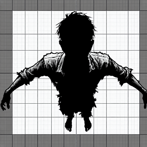 Zombie seen from above. Arms in front of it
Single Game Texture. In-Game asset. 2d. Blank background. High contrast. No shadows.