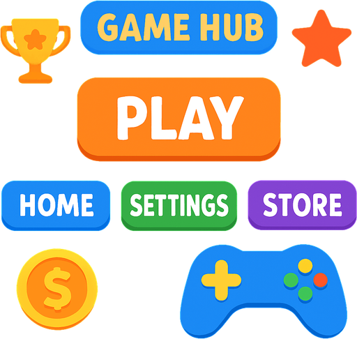 Game hub with a black background.
In-Game asset.  2d.  High contrast.  No shadows