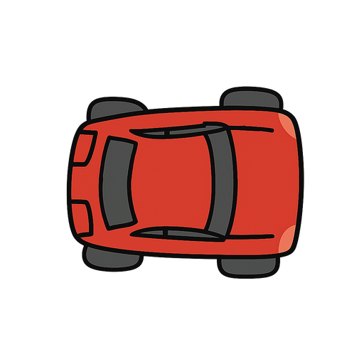 2d red car. No background. Transparent background. Blank background. No shadows. 2d. In-Game asset. flat,upper profile