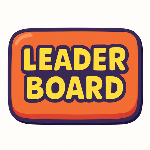 a cartoon style 3d button with the word Leader Board on it..
In-Game asset.  2d.  High contrast.  No shadows