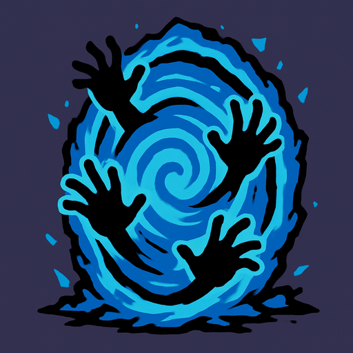 portal con manos saliendo de el.
In-Game asset.  2d.  High contrast.  No shadows