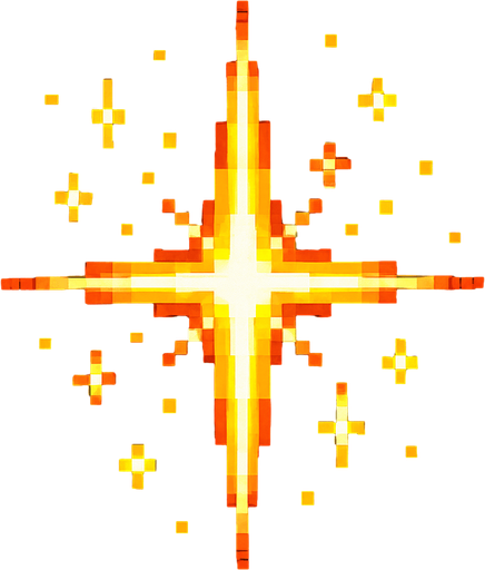 A golden sparkle. 80s arcade machine graphics..
In-Game asset.  2d.  High contrast.  No shadows