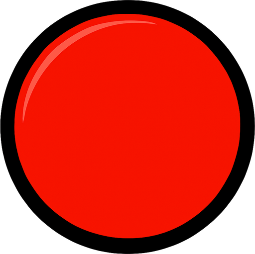 red circle button.
In-Game asset.  2d.  High contrast.  No shadows