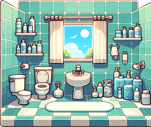 фон туалет.
Single Game Texture. In-Game asset. 2d. Blank background. High contrast. No shadows.