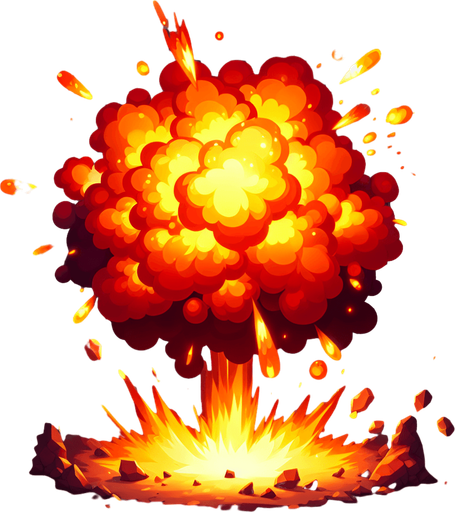 fire explosion.
Single Game Texture.  In-Game asset.  2d.  Blank background.  High contrast.  No shadows