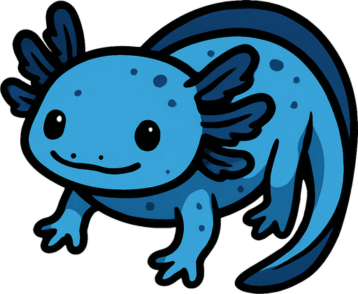 Un ajolote azul.
In-Game asset.  2d.  High contrast.  No shadows