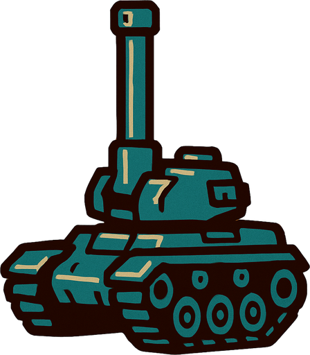 tank with vertical cannon.
In-Game asset.  2d.  High contrast.  No shadows