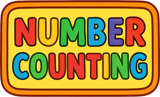 Write 'NUMBER COUNTING' in a rectangular box. This will be the title image of a game. Make sure it is high quality and colorful..
In-Game asset.  2d.  High contrast.  No shadows