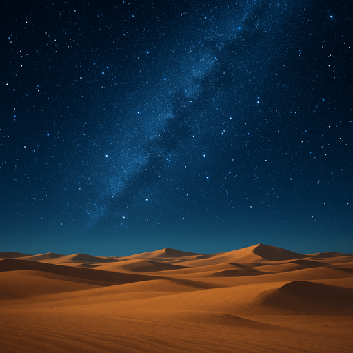 Yukarda gece gökyüzü, aşağıda çölün sadeliği, gerçekçi, uzaktan görünüm, yazısız, background, yüksek boyutta.
In-Game asset.  High contrast.  No shadows