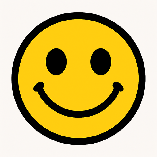 Circle smile human face.
In-Game asset.  2d.  High contrast.  No shadows. Cartoon