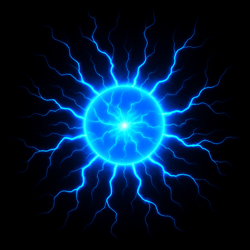 Electric blue plasma ball.
In-Game asset.  2d.  High contrast.  No shadows