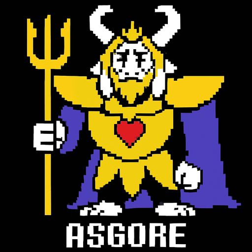 Asgore Undertale.
In-Game asset.  2d.  High contrast.  No shadows