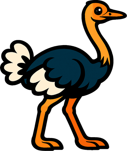 Ostrich.
In-Game asset.  2d.  High contrast.  No shadows