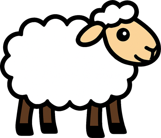 Sheep.
In-Game asset.  2d.  High contrast.  No shadows